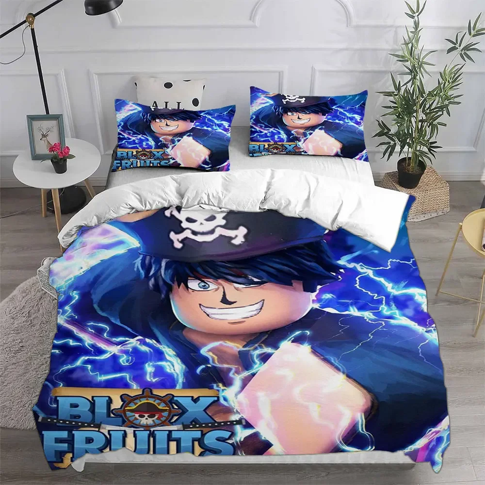 Blox Fruits Bedding Sets Bed Cover Comforter Duvet Cover Pillow Case 2-3 Pieces Sets Single Double Large Size Bedroom Decor