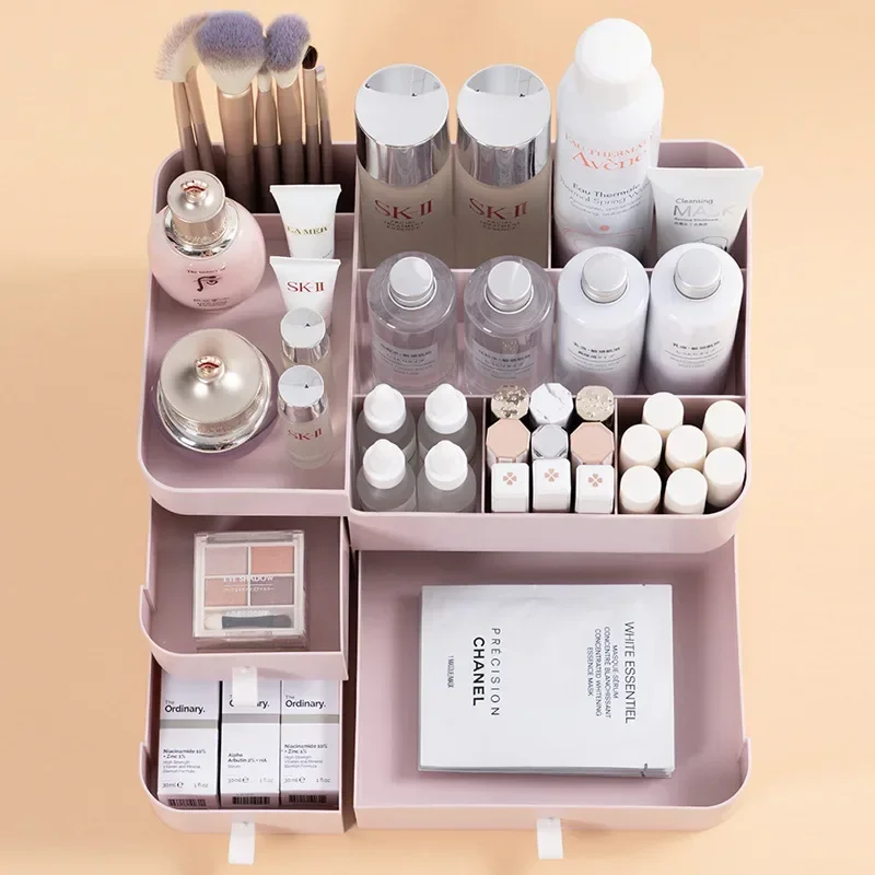 1pc Large Capacity Makeup Organizer for Vanity Desk Organizer with Drawers for Cosmetics Lipsticks Jewelry Care Skincare 5