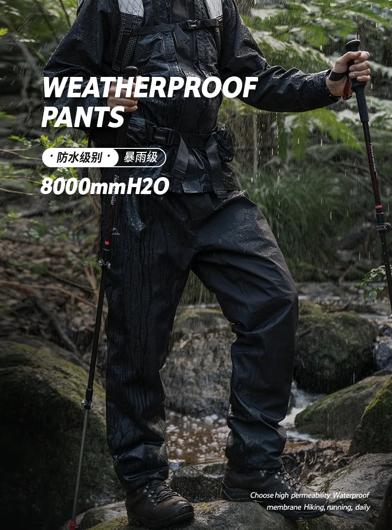Description Picture 3 of itemNaturehike 2024 Windproof Rainproof Pants Upgraded Men Outdoor Waterproof Windbreaker Raincoats Rain Pant Cycling Hiking Trip