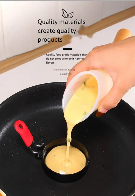 3 Anelli Per Uova In Acciaio Inox - Antiaderente, Nero, S/M/L, Per Pancake, Omelette