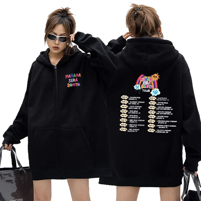 

New Singer Karol G Heart Mañana Sera Bonito Music Album Tour Graphic Zipper Hoodie Men Women Fashion Cartoon Music Zip Up Jacket