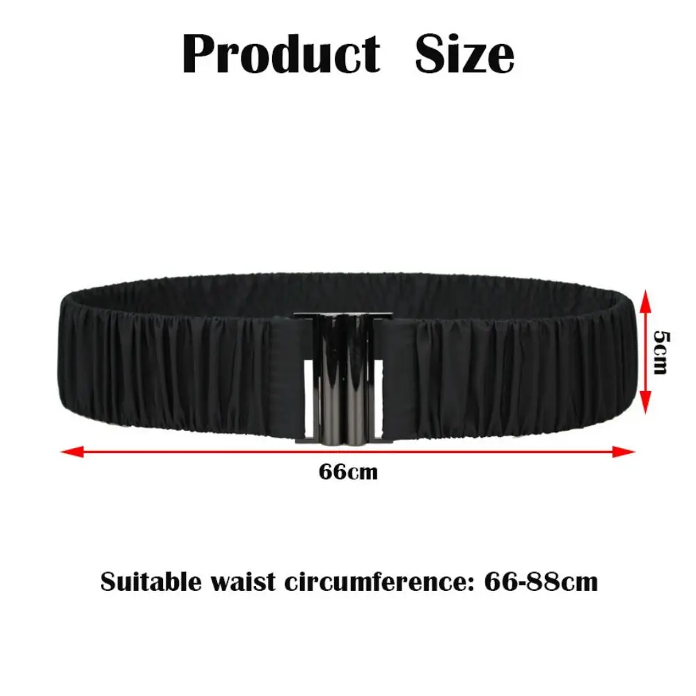Retro 5cm wide Down Coat Waist Belt Casual Pleated Stretch Waistband Buckle Elastic Solid Color Down Jacket Waistband