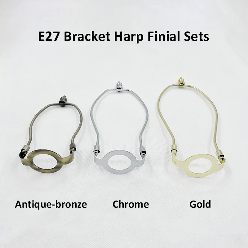 E27 Harp Finial For Table Lamp Floor Lamp Base Lampshade Mounting Bracket Antique-bronze Gold Chrome H6~10inch Lighting Fittings diy lighting accessories