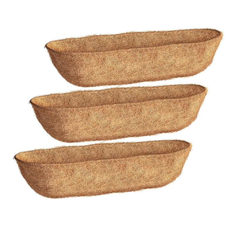 

3 Pack Trough Liners, Coconut Coir Fiber For Wall Basket Planters, Window Box Liners, Garden Planter Baskets