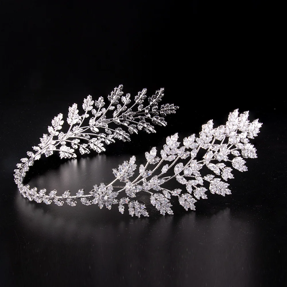 Cubic Zirconia Bridal Headband Luxury Bride Crown Tiara For Wedding Hair Accessories Prom Party Headdress Crown for Quinceanera