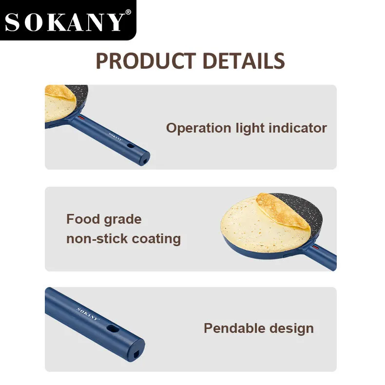 Houselin Electric Pancake Maker, Portable Pancake Maker Switch, Non-stick Coating, Easy to Use Pancakes, 600W 5