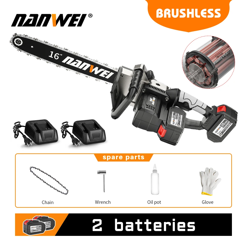 16" Rechargeable High Capacity Lithium Battery Outdoor Logging And Orchard Pruning Industrial Chain Saw