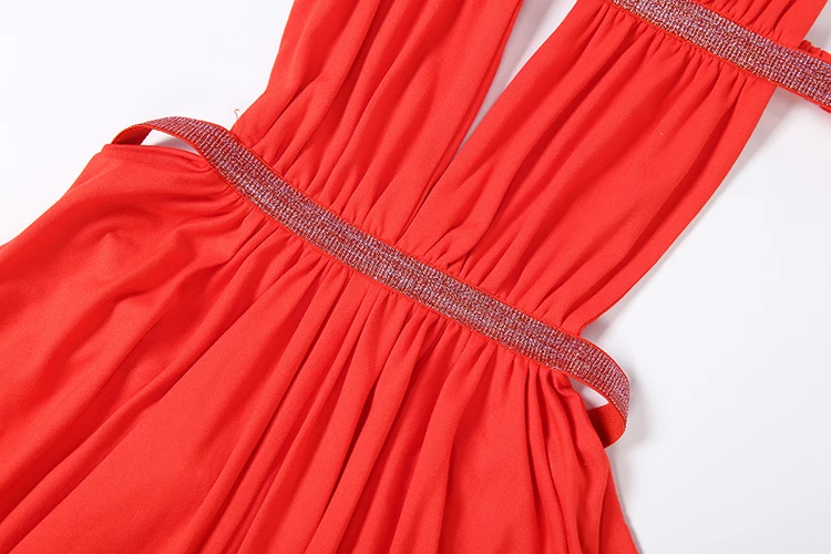Kliou Sexy Ausgeschnittenes Maxikleid Damen Schnürung Neckholder Rückenfreies Glänzendes Seidenkleid Ärmellos Mitternachtsblaues Abendkleid Gerafftes Elegantes Vestidos – Detail 7