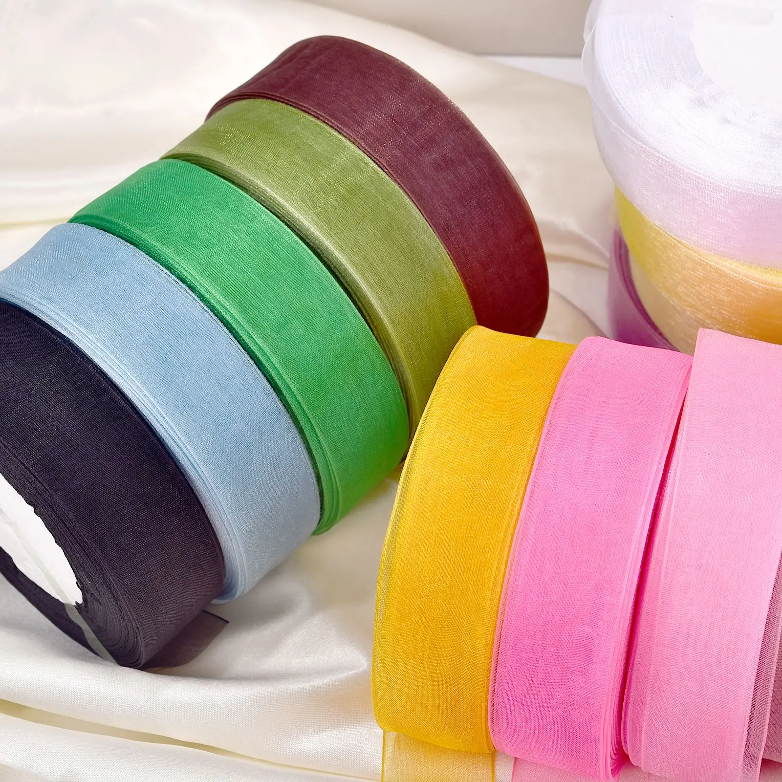 오간자 리본 포장, 크리스마스 파티 홈 DIY 선물 포장, 웨딩 장식 테이프, DIY 쉬폰 리본, 2.5cm, 50 야드