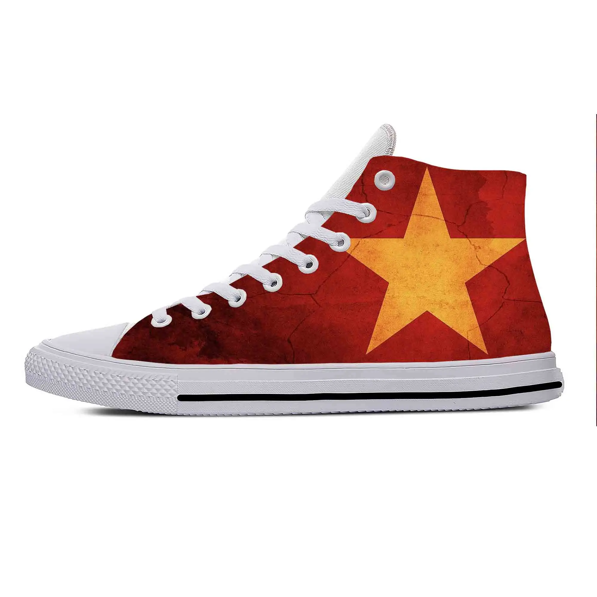 

Hot Summer Vietnam Vietnamese Flag Patriotic Casual Cloth Shoes High Top Lightweight Board Shoes Men Women High Help Sneakers