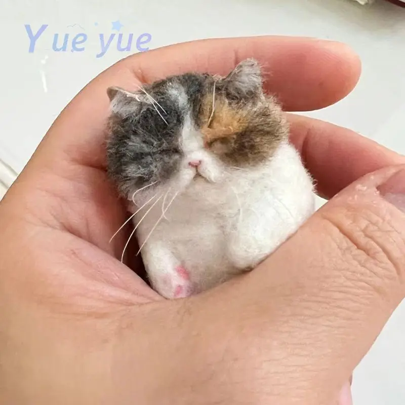 Non-Finished Cat Wool Needle Felting Kit Wool Felt Cat Handmade DIY Material Bag Beginner Friendly Simulated Animal Gift needle felting kit wool felting kit needle felting painting kit