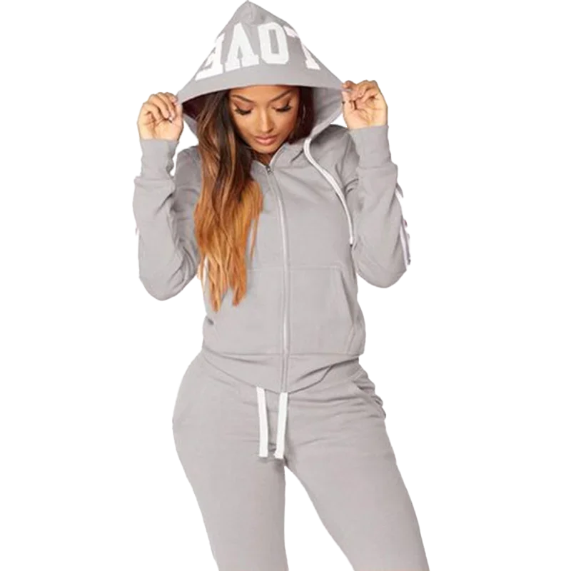 

Модная женская спортивная одежда женский свитер для бега комплект из 2 предметов повседневная толстовка на молнии + спортивные брюки Спортивная рубашка комплект для бега