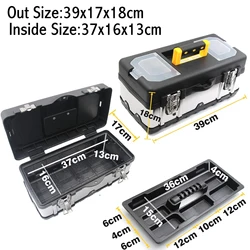 Shockproof Hard Case for Tool Storage - Large Plastic Organizer for Electricians (17in Tool box)