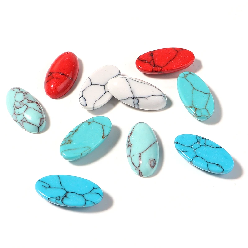 

5 шт., Бирюзовый Кабошон с плоским основанием, 10 х14 мм