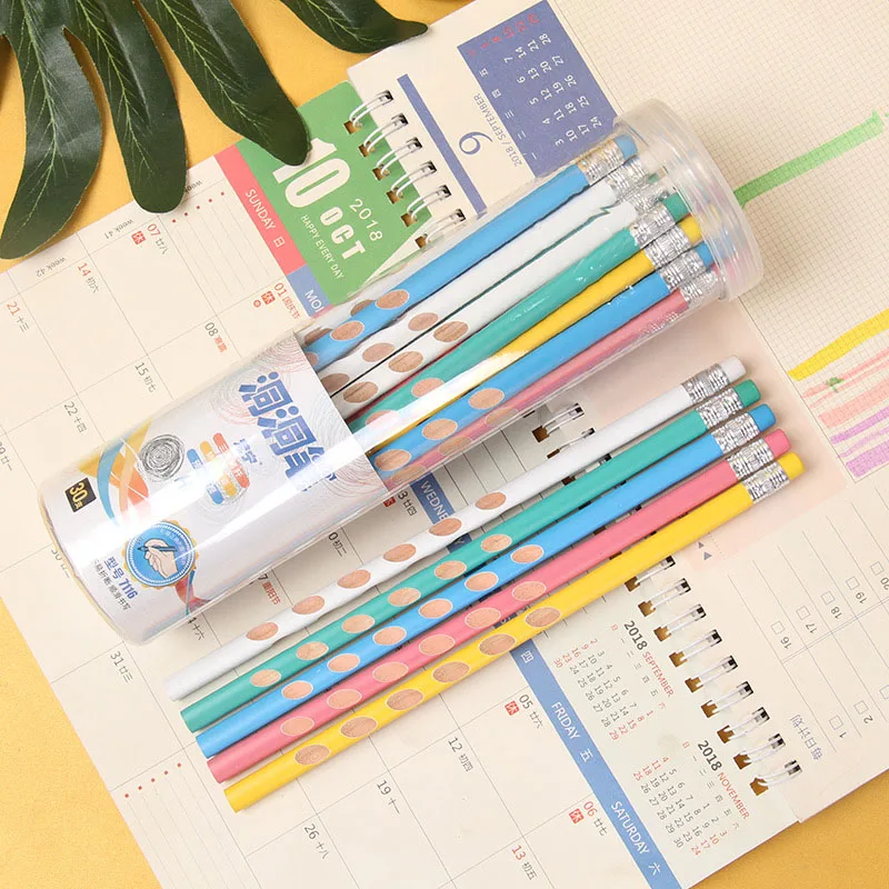 30Pcs HB Wooden Lead Pencils Creative Hole Pencil with eraser For Kids Gifts School Office Supplies Student Stationery Correctio 12pcs wooden pencils with eraser school office children supplies stationery kawaii wood pencil student writing drawing pencil