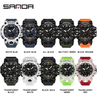 SANDA luxe G Style montre électronique pour hommes Sports de plein air LED analogique numérique chronographe militaire double affichage 50M étanche 3