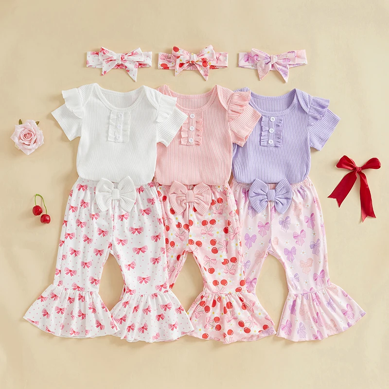 Baby Girl 4th Of July Outfit - American Flag Romper With Flying Sleeves