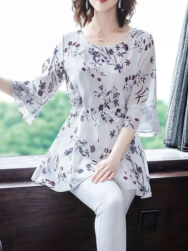 Summer New Fashion Short Sleeve Chiffon Blouse  Printed Chiffon Tops  Blouse - Women - Aliexpress