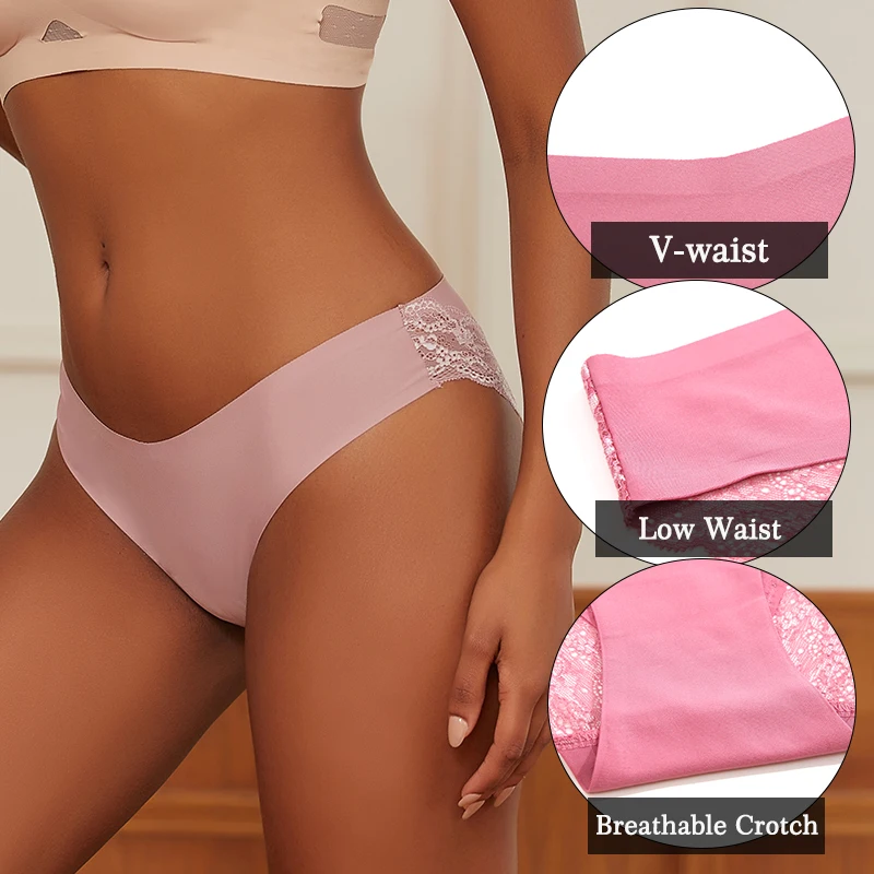 FINETOO 2PCS Seamless Invisible Panties Women Briefs Female