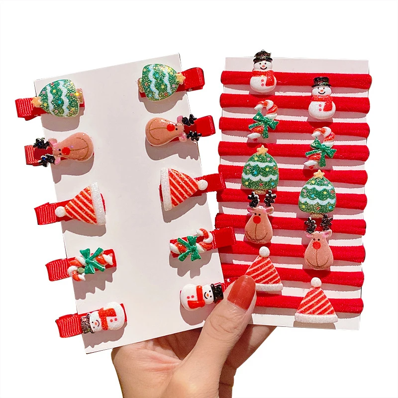 Christmas Autumn Winter Plush Clips Children Girls Heart Ultra Fairy Side Clips Knitted Hair Card Headwear Unisex Sweet Style