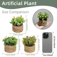 XIYA FLOWER Green Artificial Plants Eucalyptus Grass Woven Small Potted Plants Grass Mound 11cm PE Material Home Decoration