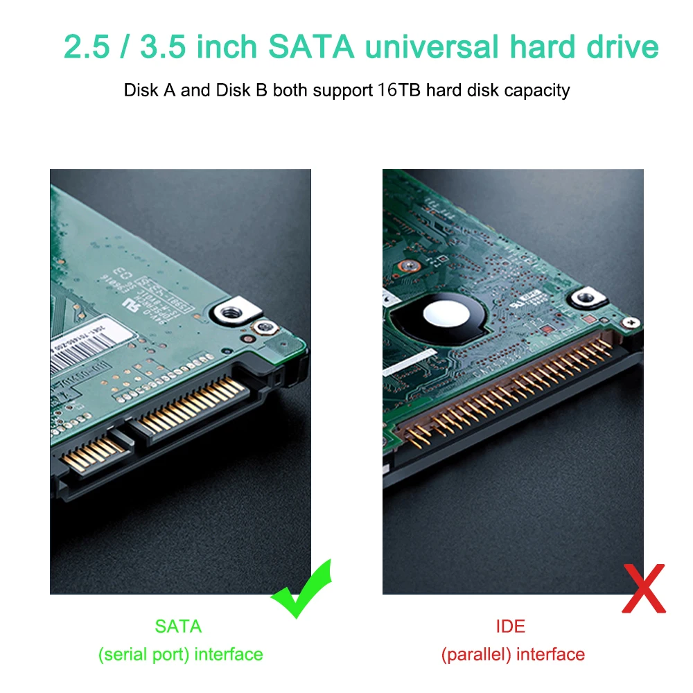Wavlink USB 3.0-SATA I/II/III 듀얼 베이 외장 하드 드라이브 도킹 스테이션, 2.5 또는 3.5 인치 HDD, 오프라인 클론 SSD