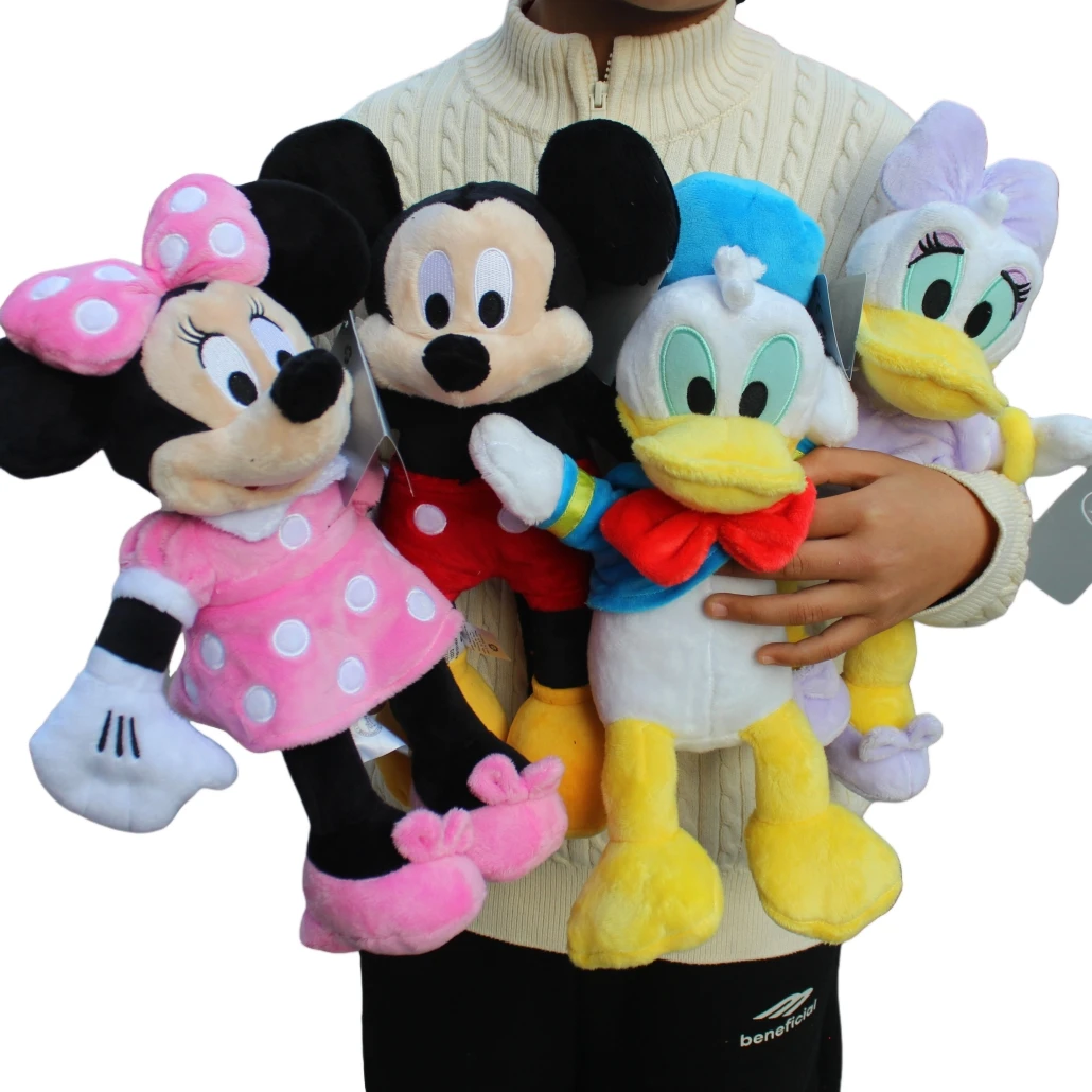 Peluches Douces Disney : Mickey, Minnie, Donald, Daisy
