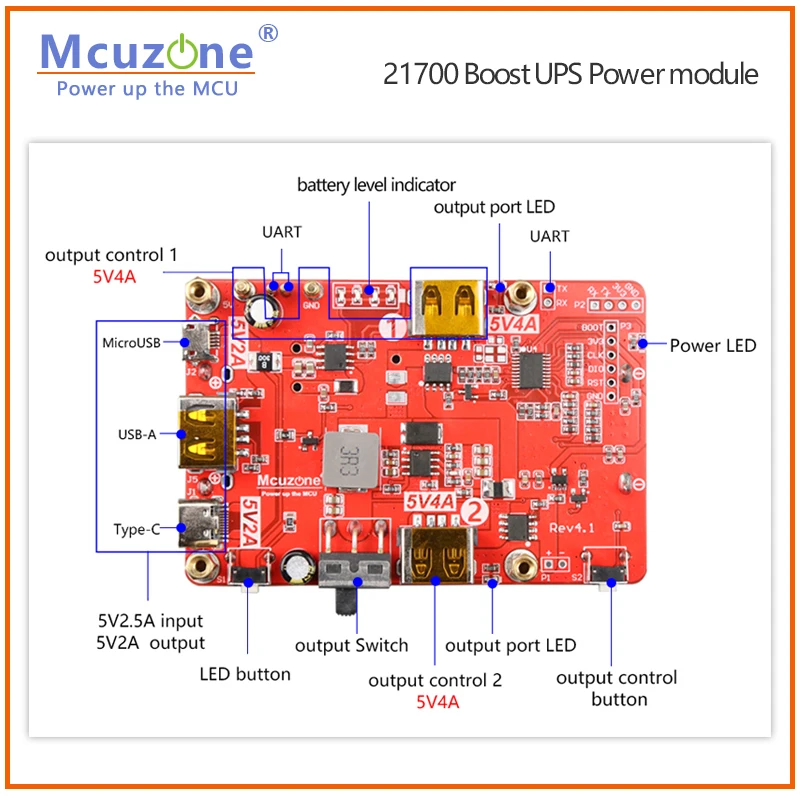 Carregar e Impulsionar o Powerbank 5v 2a 5v 4a Saída de Controle Duplo Comunicação Uart Framboesa pi 4b 5v3a Jetson Ups Nvidia 21700 - Imagem 3