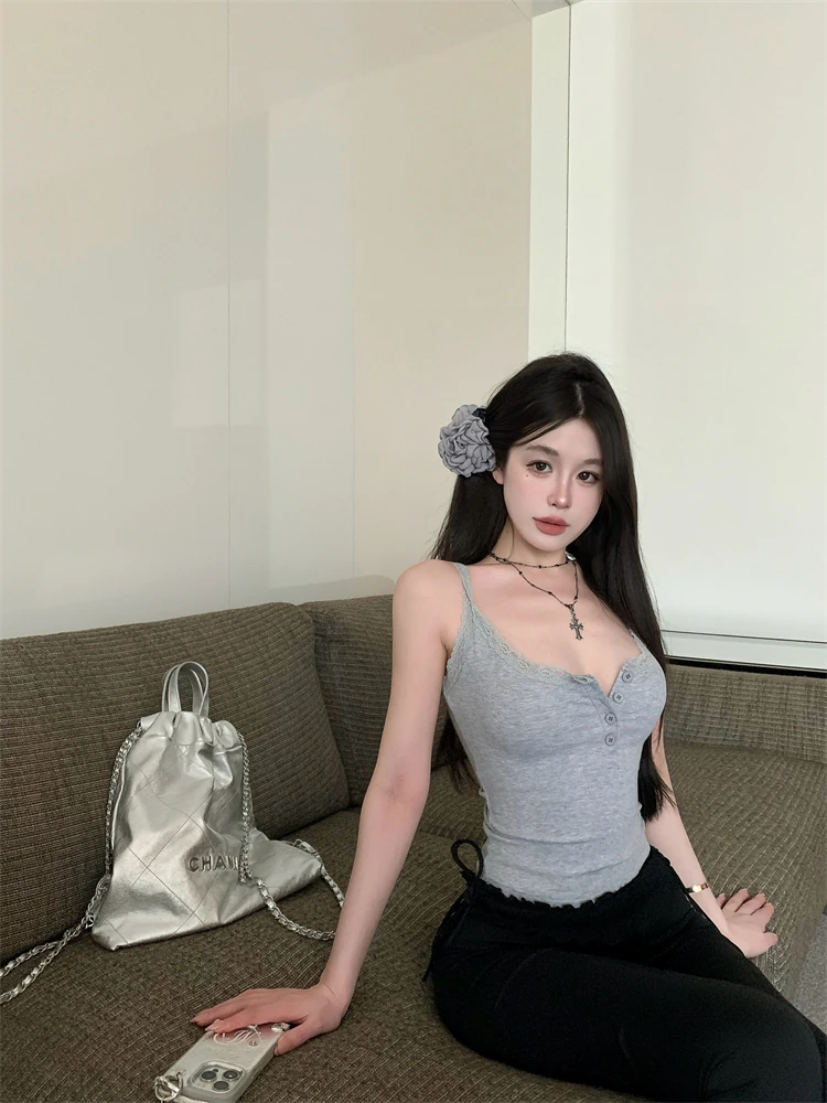 Qgz 일곱 공주 일일 욕망 기계 가슴 대형 허리 파인 레이스 탄성 순수한 정욕 슬리밍 부드러운 실루엣 조끼 탑