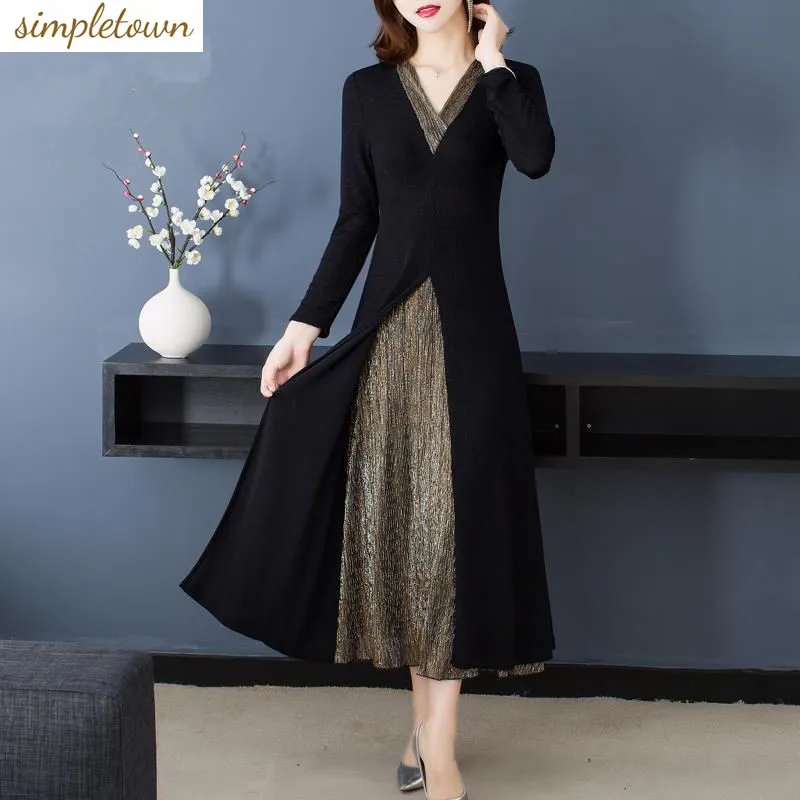 

Fashion Fake Two Slim Fit Waist Slimming Large Size Dress Spring/Summer Qipao Long Sleeve Split Long Dress