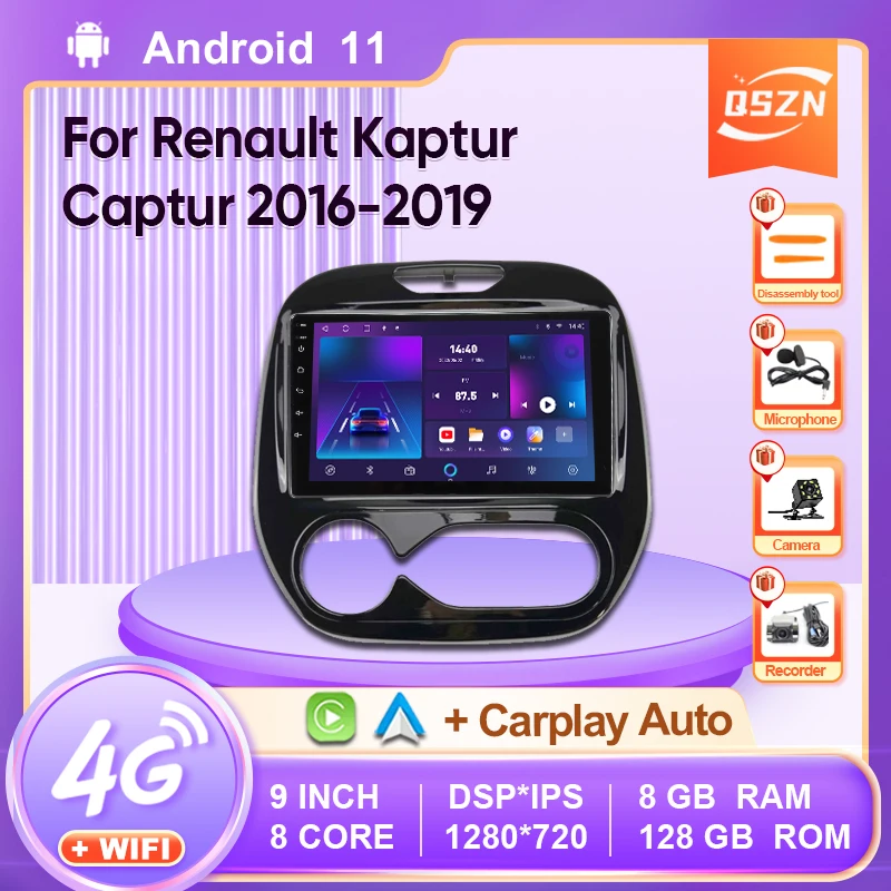 

9" 2 Din 4G+WiFi Car Radio for Renault Kaptur Captur 2016 - 2019 Multimedia Player Android 11 GPS Navigation Head Unit 2 din