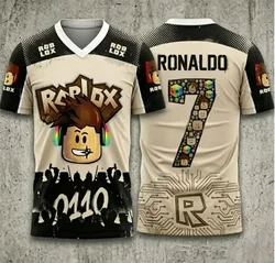 Roblox - Inspired Kids Cosplay Cartoon 3D Print T - Shirt - Casual Short Sleeve Streetwear - 130 (Beige)