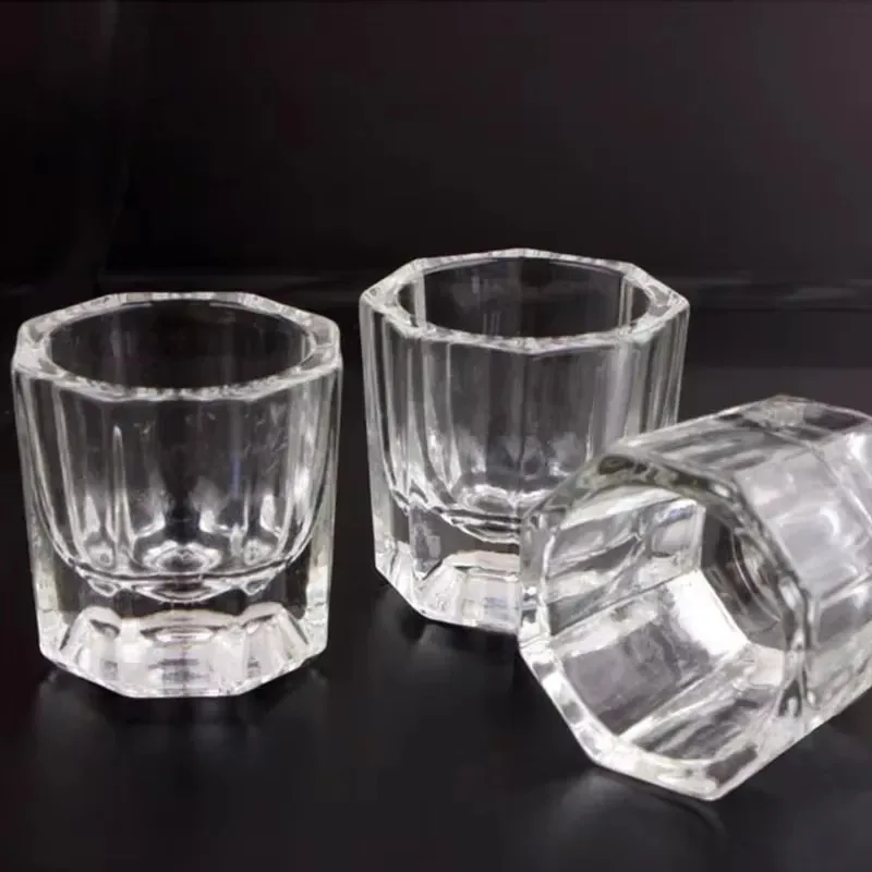 Nail Acrylic Liquid and Powder Tools Crystal Glass Acrylic Powder Liquid Nail Octagon Cup White Colorful Clear Dish Lid Bowl Cup Holder Equipment Nail Art Tools nail acrylic liquid nail powder acrylic nail powder manicure tools nail tools
