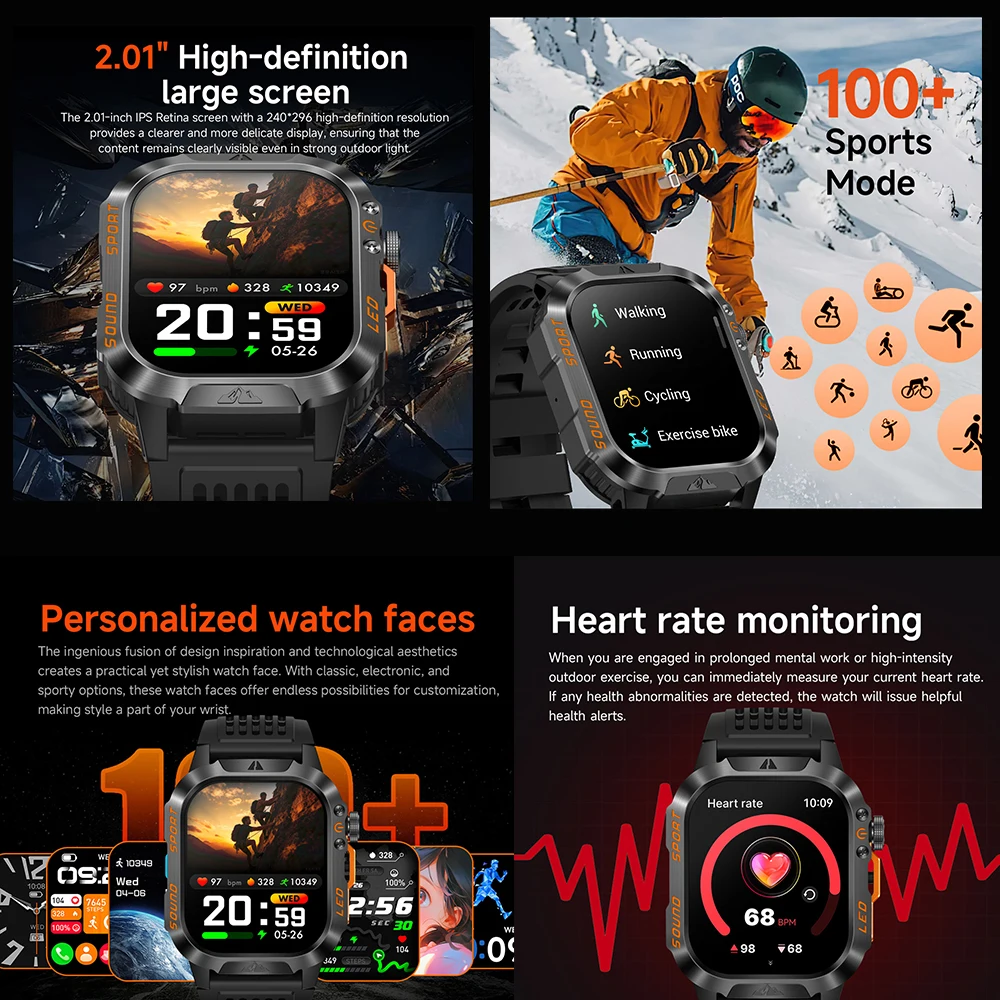 2026 New T-Rex3 Ultra 1100mAh Super Capacity Battery Adult Men Smart Watch 1.7" Large Screen Call 5ATM Waterproof Sports Watches 6