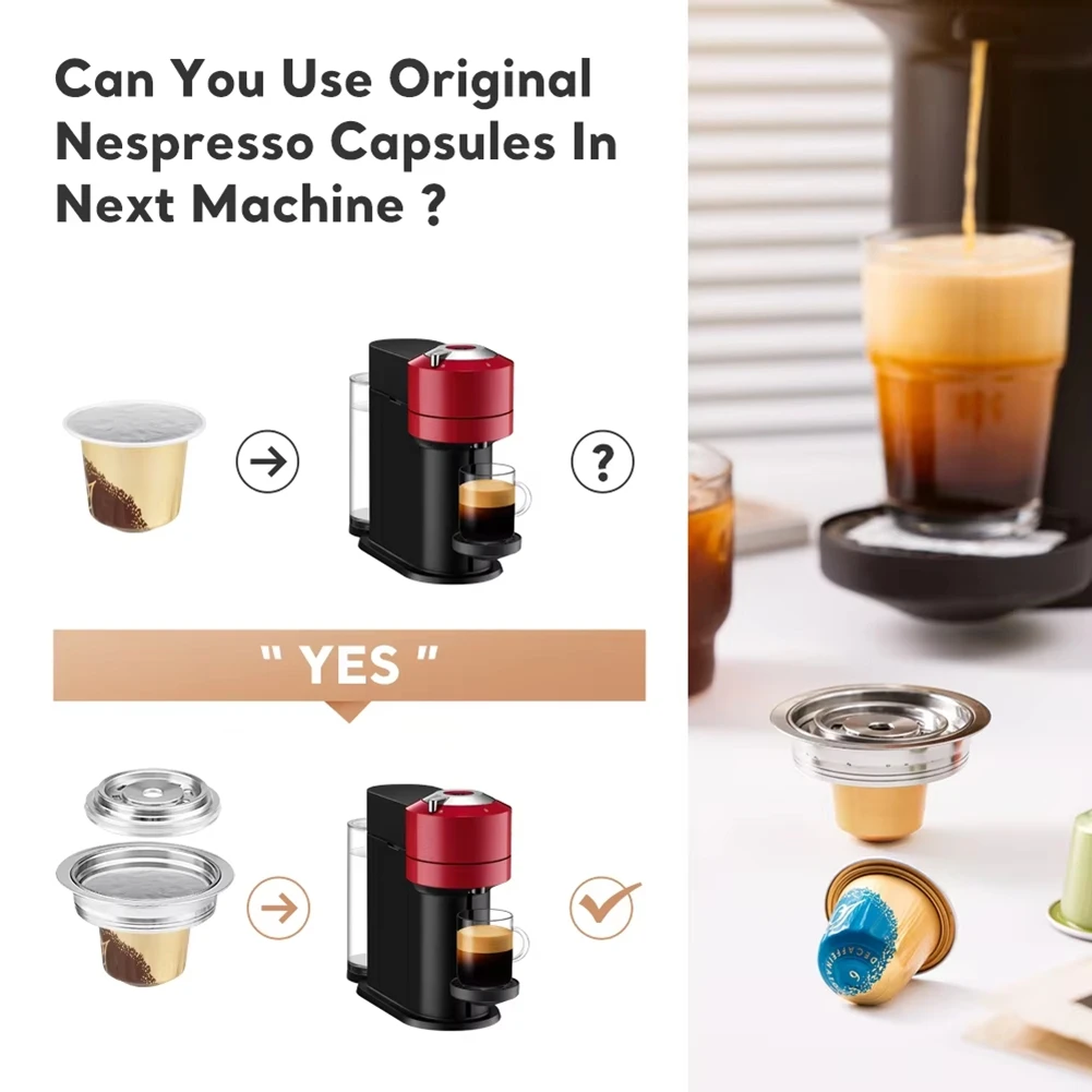 Reusable Capsule Adapter 40ml for Vertuoline Vertuo Next Pop Machine Compatible for Nespresso Coffee Capsule Pods#ABGP