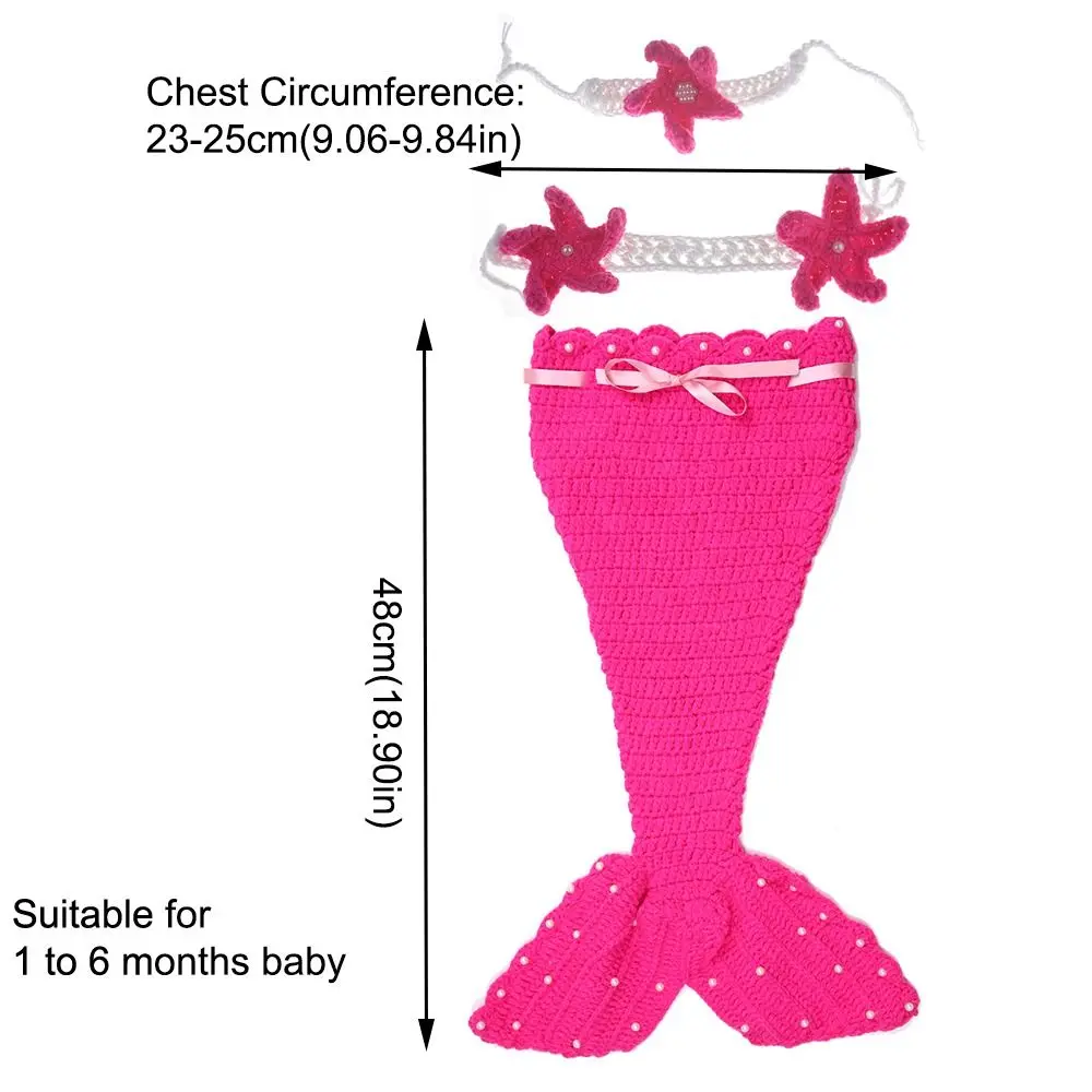 3pcs/Set Creative Baby Mermaid Costume Set Soft Handmade Baby Photo Props Washable Comfortable Newborn Photography Props