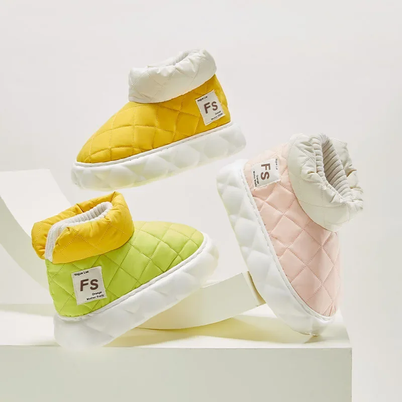 Warm New Fashion Plush Slippers For Woman Man Bread Shoes Winter Warm Thick Platform Waterproof Slippers Outdoor Home Shoes