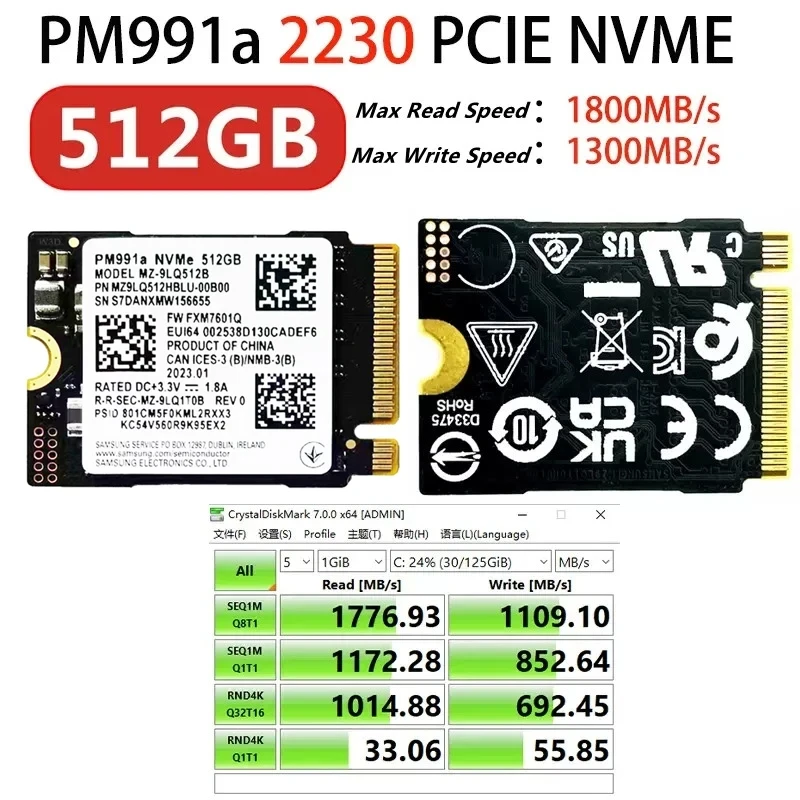 Internal Solid State Drive Original PM991a 1TB 512GB 256GB M.2 2230 PCIe3.0x4 NVME For Microsoft Surface Pro7+ SteamDeck