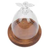 Angel Glass Cover Display Dome Candlestick Holders with Wood Base Mini Eternal Flower Vase Paper Cup Decorative Design 1