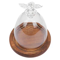 Angel Glass Cover Display Dome Candlestick Holders with Wood Base Mini Eternal Flower Vase Paper Cup Decorative Design 1