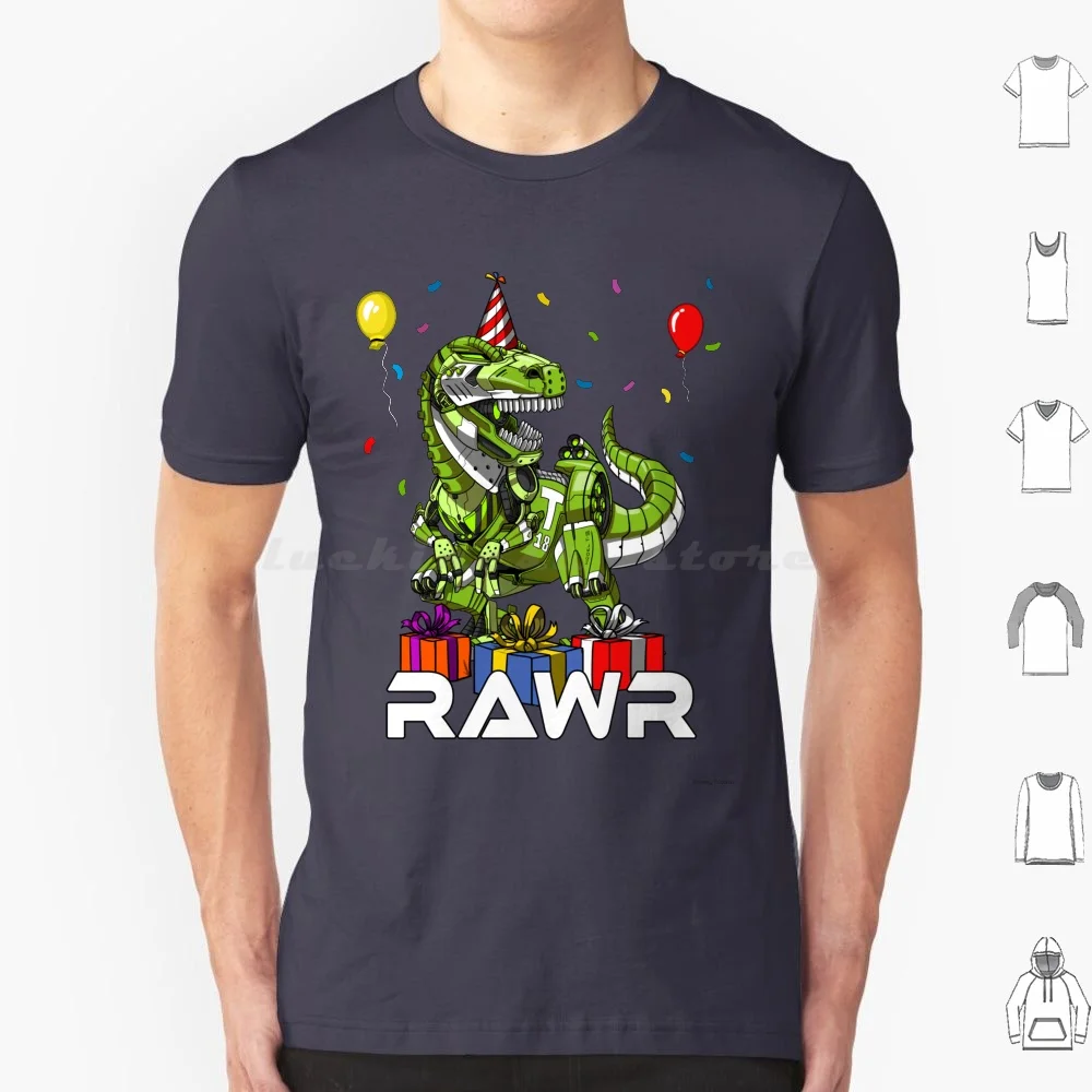 T-Rex Dinosaur Rawr Birthday Party T Shirt Big Size 100% Cotton Dinosaur Lover Funny Dinosaur Cartoon Dinosaur Funny T Rex