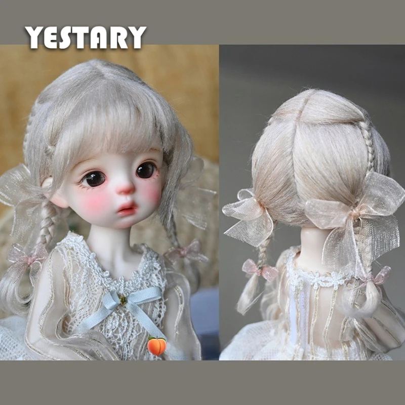

YESTARY BJD Doll Accessories Wig For 1/4 1/6 1/8 Doll Imitation Beach Wool Double Ponytail Twist Braid With Bangs For Girl Gifts