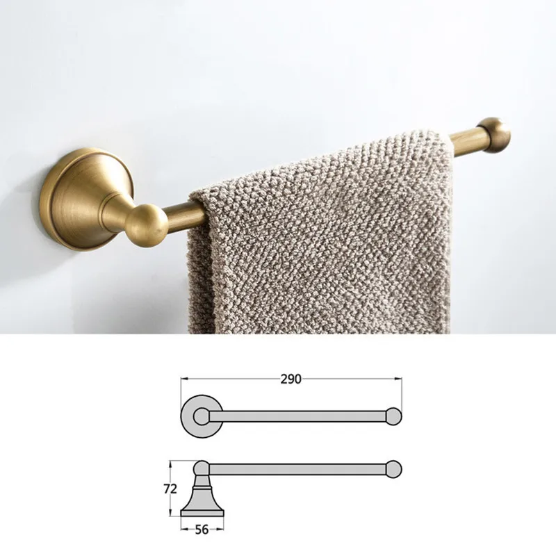 Antique Brass Wall-Mounted Bathroom Hardware Set - Toilet Paper Holder, Towel Ring, and Robe Hook