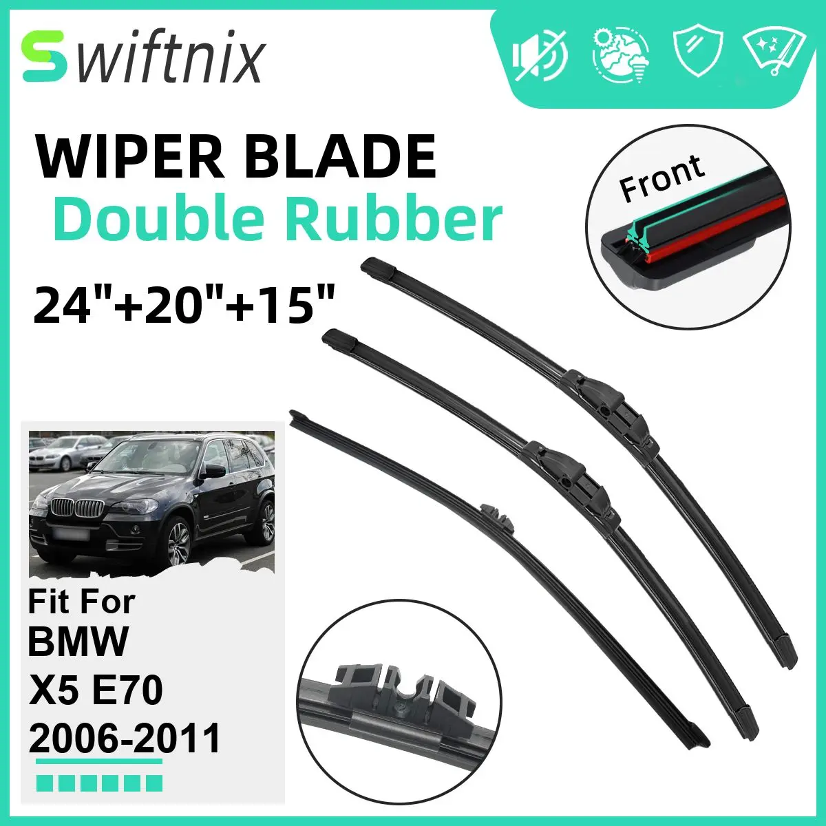 Bmw X6 E71 2008-2015 Xtremeauto® Front Window Windscreen Replacement Wiper Blades Pair