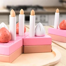 

Wooden Cutting Pretend Play Birthday Cake Double-deck DIY Toy Kitchen Food Cakes Candles Jigsaw Puzzle Educational Gift Toys