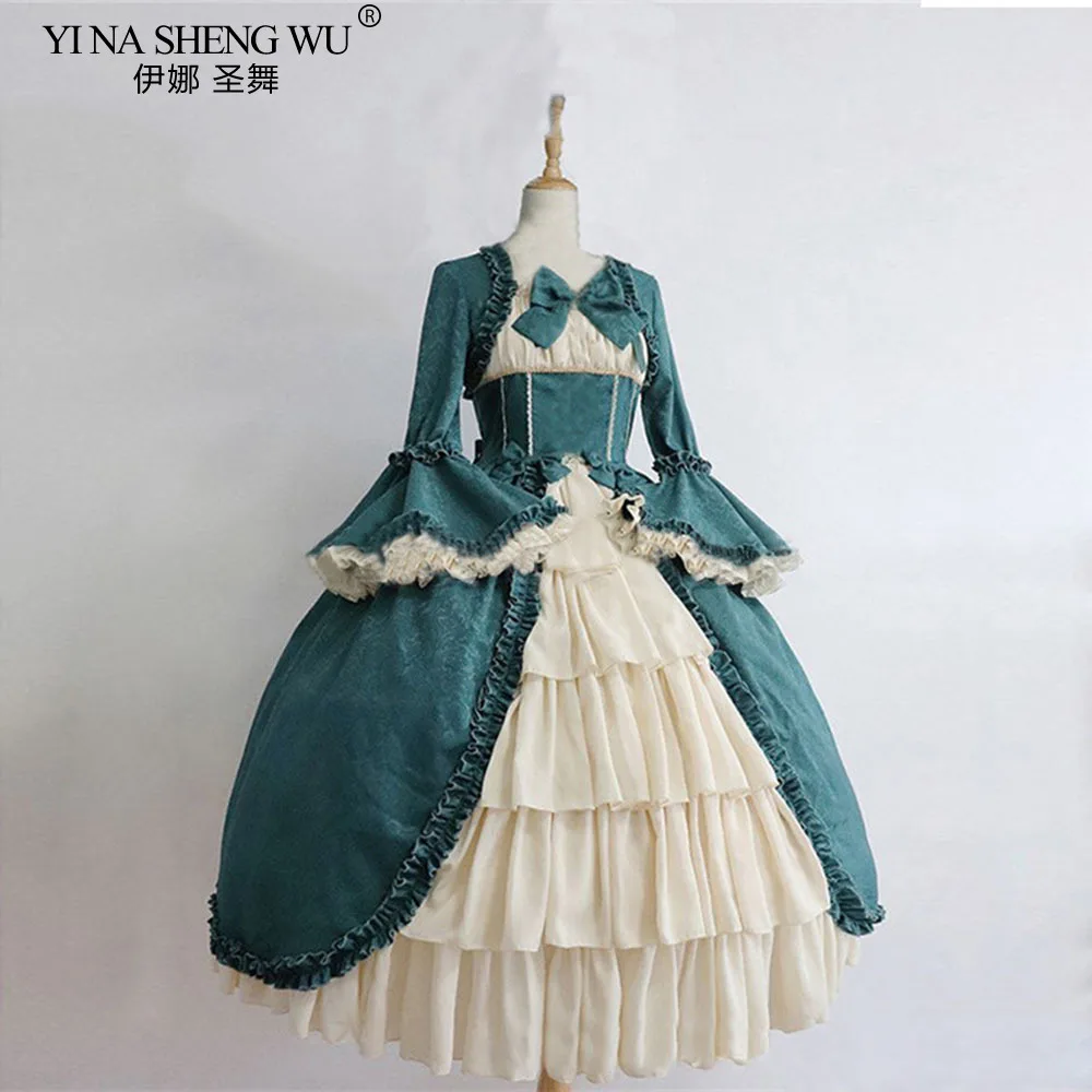 Lolita Dress Vintage Palace Square Collar Lace Bowknot High Waist Long Victorian Gothic