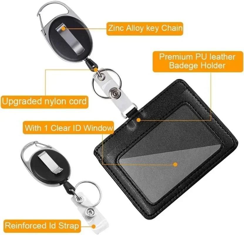 Unisex Black ID and Credit Card Holder with Neck Lanyard Strap