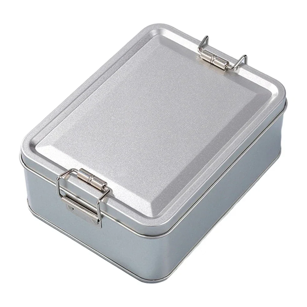Metal tin silver black flip top storage box tool box coin candy key business card storage box with lid food tin box storage jar 5