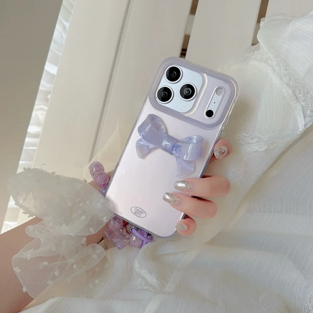 Transparent Bow Charm Case with Big Lens Cover