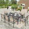 Patio Chairs and 1 x 83 Large Rectangle Dining Table, Outdoor Furniture Set for Deck Garden Backyard Lawn, Garden Sofas 1